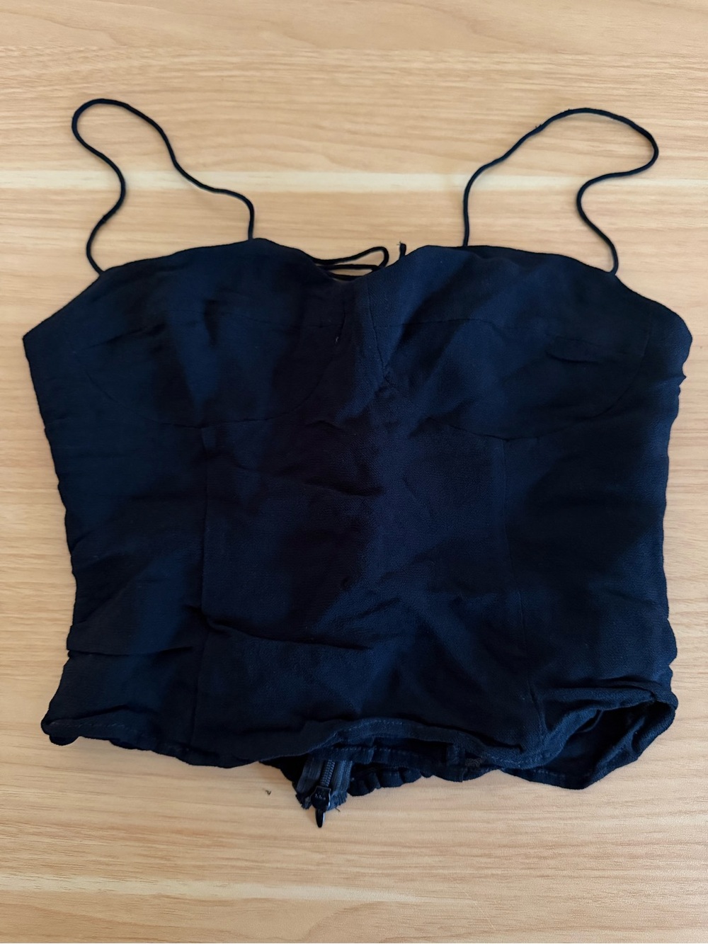 Reformation Black Tie Strap Corset/Cami Top